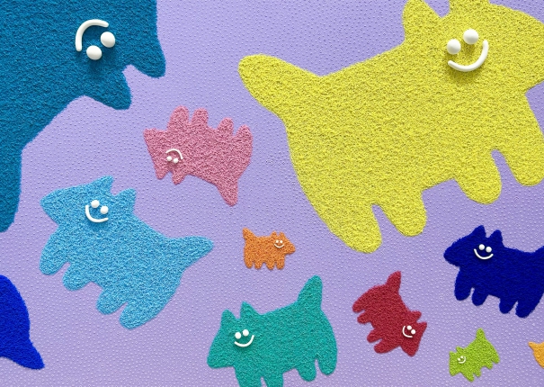 Puzzle / Dogs / Light purple and Yellow colors